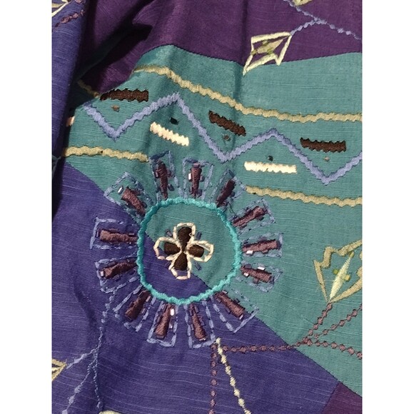 Draper's and Damon's Women's beaded sequin jacket Medium Blue Cotton Lightweight - Picture 5 of 16